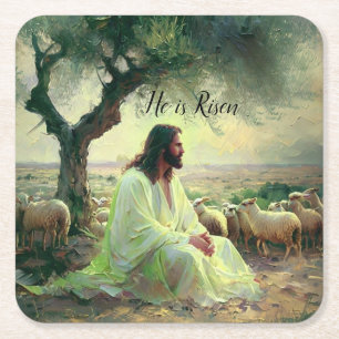 Jesus Christ Religious Easter Catholic Square Paper Coaster