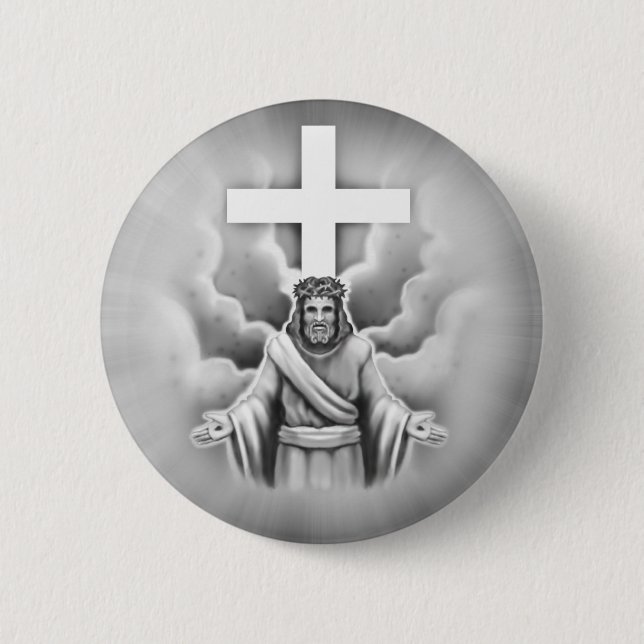 Jesus Christ Resurrection Cross Design Button (Front)