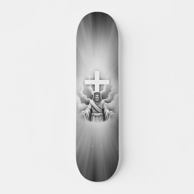 Jesus Christ Resurrection Cross Design Skateboard Deck (Front)