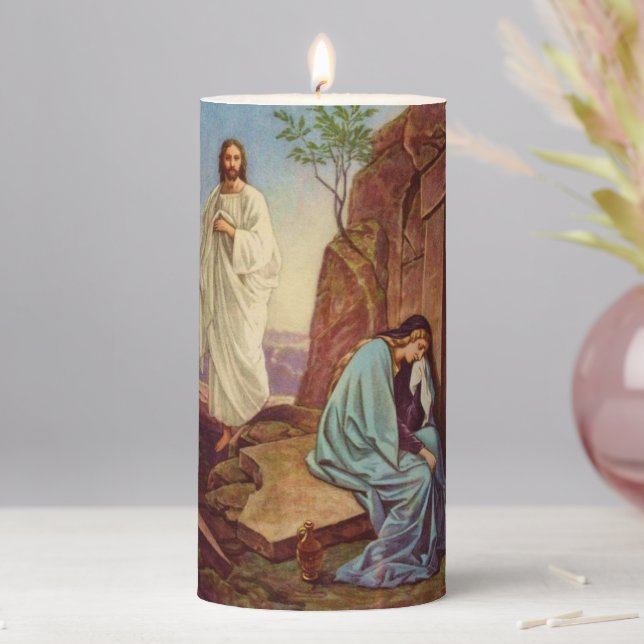 Jesus Christ Resurrection Meditation of John 20 Pillar Candle (In Situ)