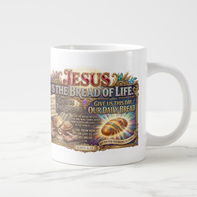 Jesus Christ Reveals Bread Of Life Truth Giant Coffee Mug (Right)