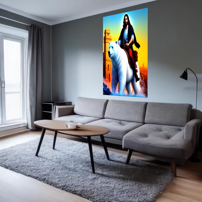 Jesus Christ  riding a Polar Bear | AI Art  Poster (Creator Uploaded)