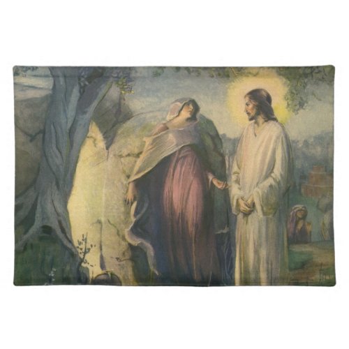 Jesus Christ Risen by the Tomb by ML Greer Cloth Placemat