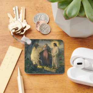 Jesus Christ Risen by the Tomb by ML Greer Keychain