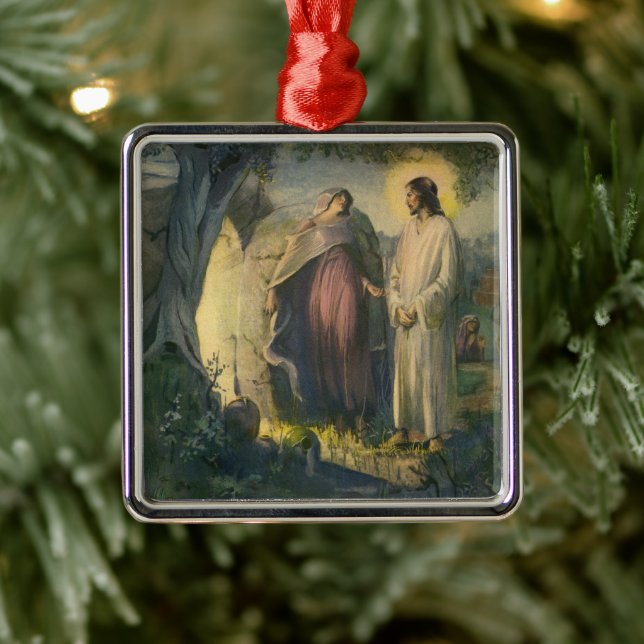 Jesus Christ Risen by the Tomb by ML Greer Metal Ornament (Tree)