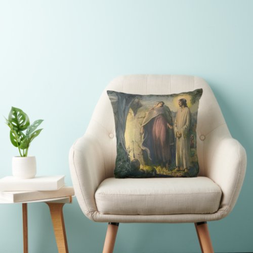 Jesus Christ Risen by the Tomb by ML Greer Throw Pillow