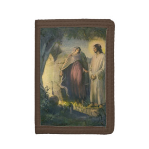 Jesus Christ Risen by the Tomb by ML Greer Tri-fold Wallet