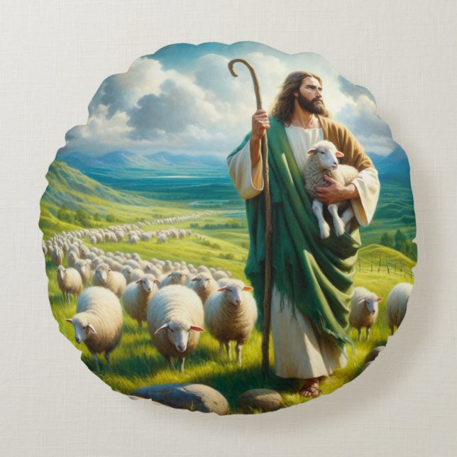 Jesus Christ Round Pillow (Front)