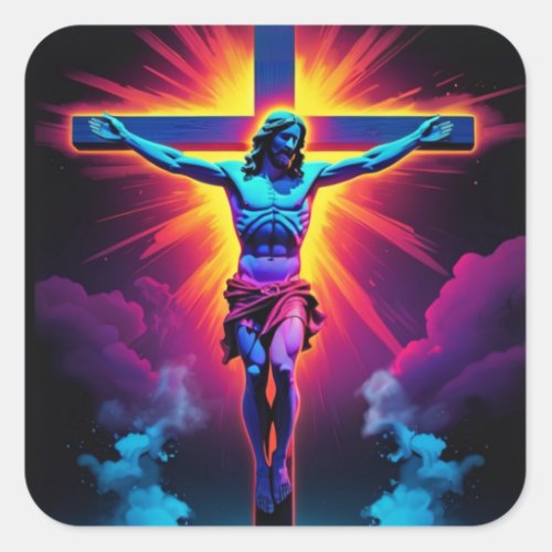Jesus Christâs Crucifixion 1 Square Sticker