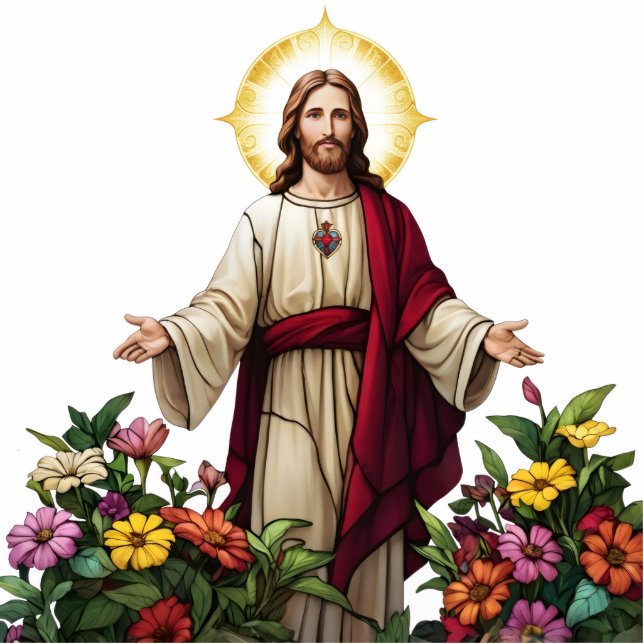 Jesus Christ Sacred Heart 2D Statuette Flat Statue (Front)
