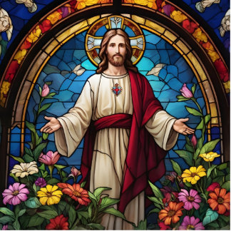 Jesus Christ Sacred Heart Stained Glass style Cutout