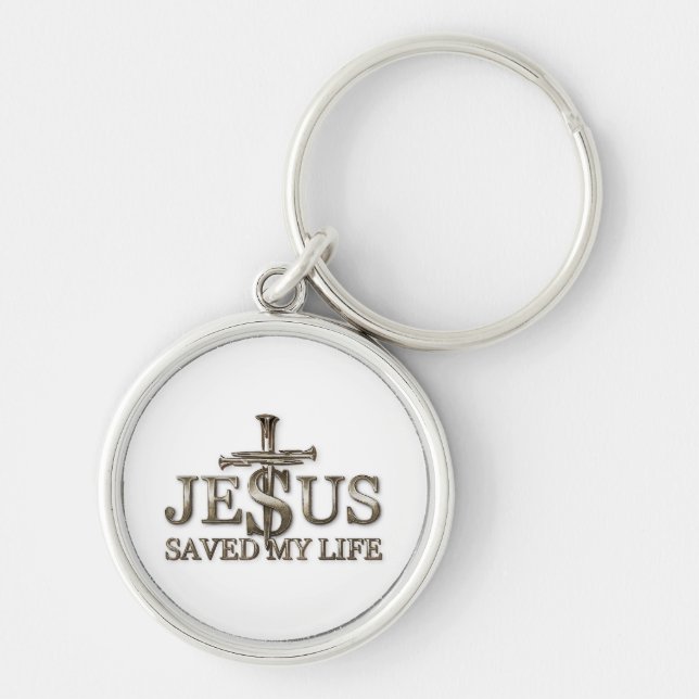 Jesus Christ Saved My Life Gift For Women Men Keychain (Front)