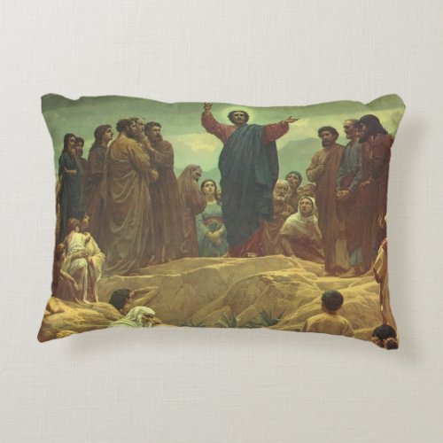 Jesus Christ Sermon on the Mount Vintage Religion Accent Pillow