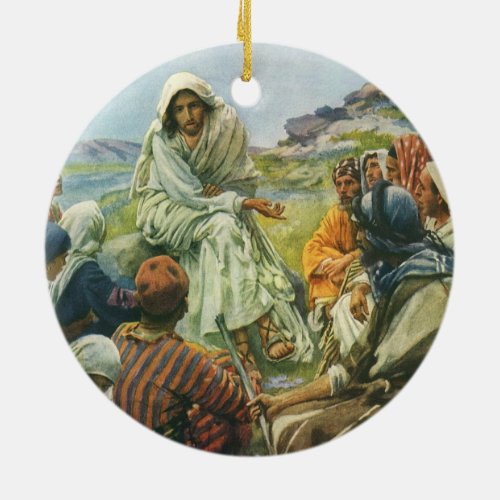 Jesus Christ Sermon on the Mount Vintage Religion Ceramic Ornament