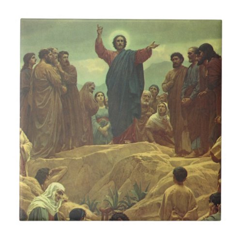 Jesus Christ Sermon on the Mount Vintage Religion Ceramic Tile