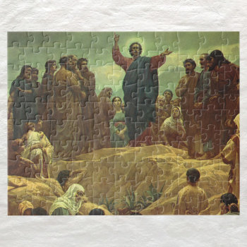 Jesus Christ Sermon On The Mount  Vintage Religion Jigsaw Puzzle by YesterdayCafe at Zazzle