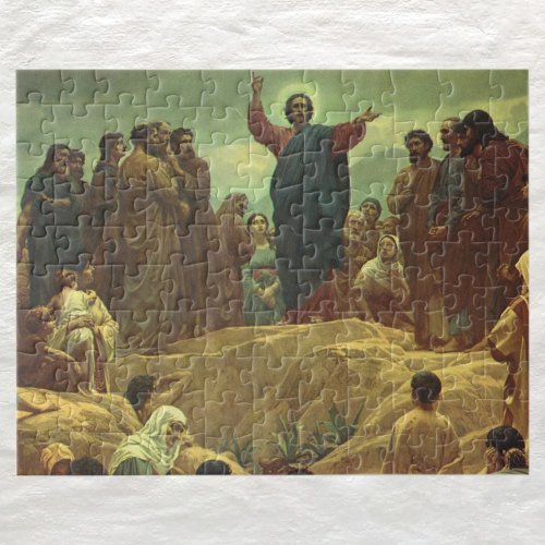 Jesus Christ Sermon on the Mount Vintage Religion Jigsaw Puzzle