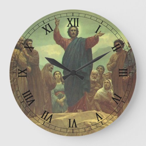 Jesus Christ Sermon on the Mount Vintage Religion Large Clock