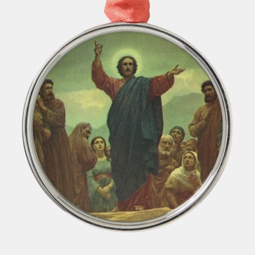 Jesus Christ Sermon on the Mount Vintage Religion Metal Ornament