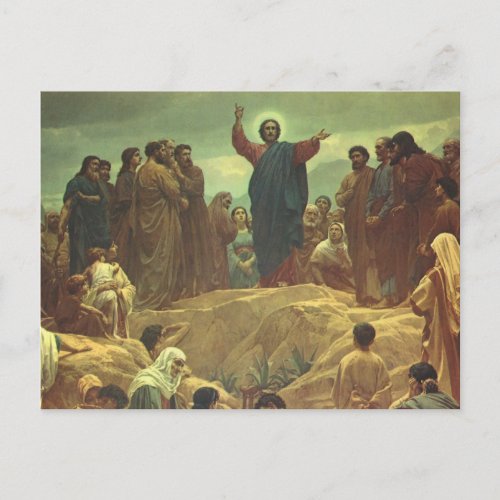 Jesus Christ Sermon on the Mount Vintage Religion Postcard