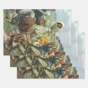 Jesus Christ Sermon on the Mount, Vintage Religion Wrapping Paper Sheets