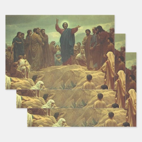Jesus Christ Sermon on the Mount Vintage Religion Wrapping Paper Sheets
