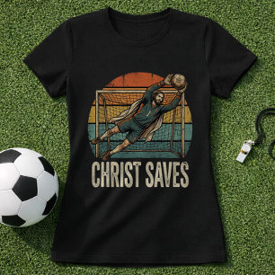 Jesus-Christ Soccer Goalie Retro Faith T-Shirt