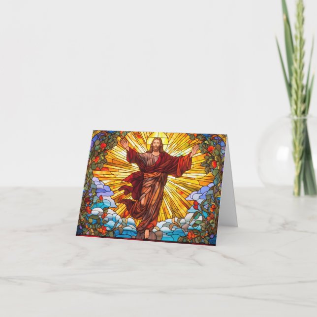 Jesus Christ Stained Glass Art Card (Front)