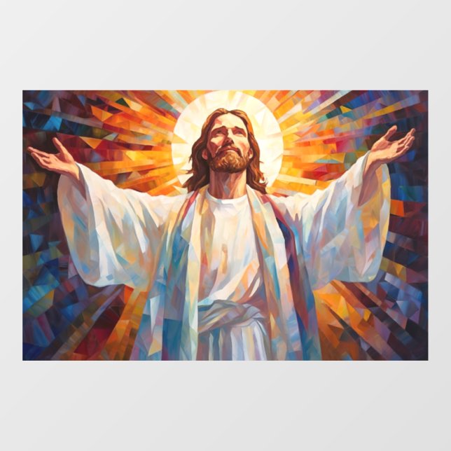 Jesus Christ Stained Glass Art Window Cling (Sheet)