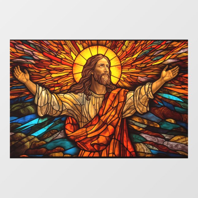 Jesus Christ Stained Glass Art Window Cling (Sheet)