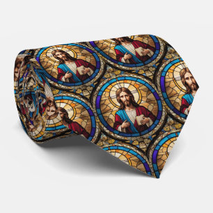 Jesus Christ Stained Glass Christian Church Neck Tie