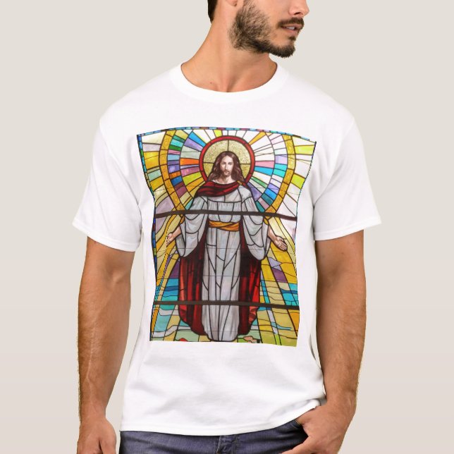 Jesus Christ Stained Glass Mural T-Shirt (Front)