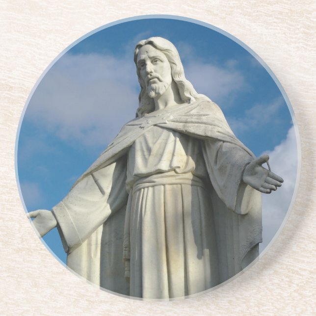 Jesus Christ statue Drink Coaster (Front)
