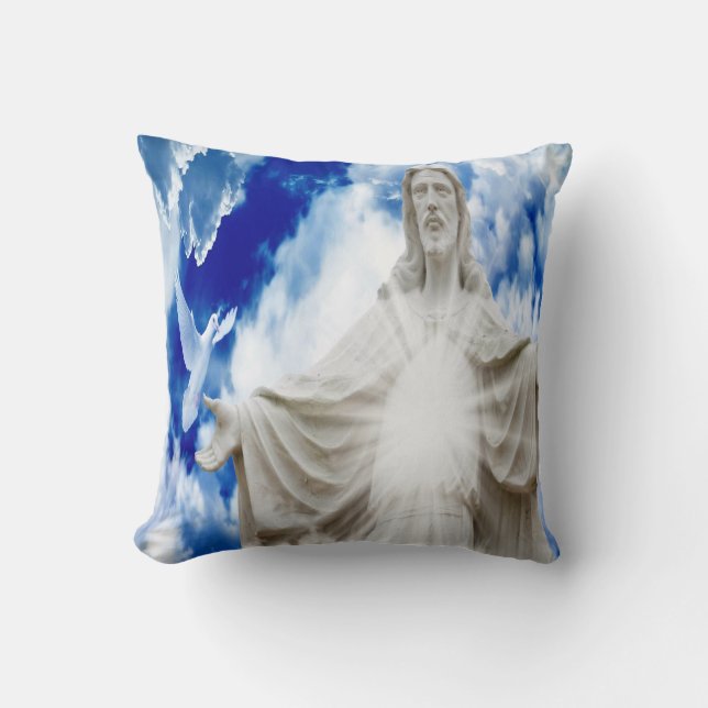 Jesus Christ statue Throw Pillow (Front)