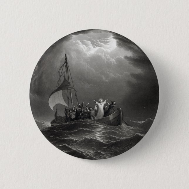 Jesus Christ Stills the Tempest Button (Front)