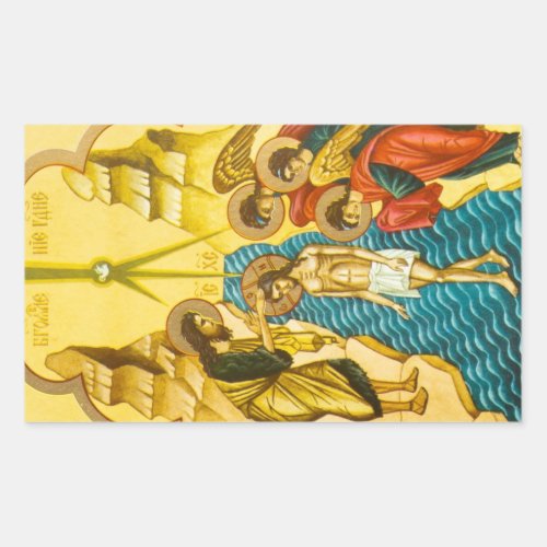 Jesus Christ taking baptism Russian icon Rectangular Sticker