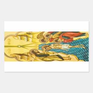 Jesus Christ taking baptism Russian icon Rectangular Sticker