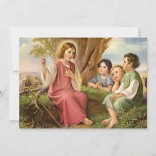 Jesus Christ Teaching Children, Vintage Religion Invitation