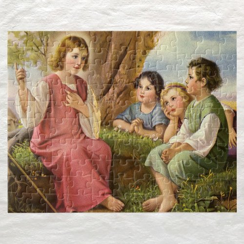 Jesus Christ Teaching Children Vintage Religion Jigsaw Puzzle