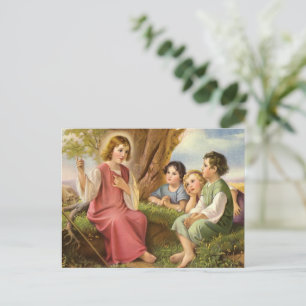 Jesus Christ Teaching Children, Vintage Religion Postcard