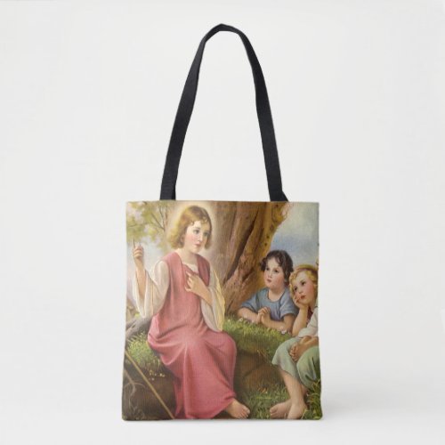 Jesus Christ Teaching Children Vintage Religion Tote Bag