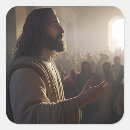 Jesus Christ Teaching In The Temple Chosen Square Sticker