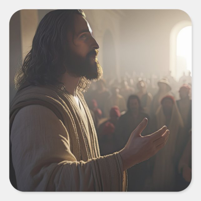 Jesus Christ Teaching In The Temple Chosen Square Sticker (Front)