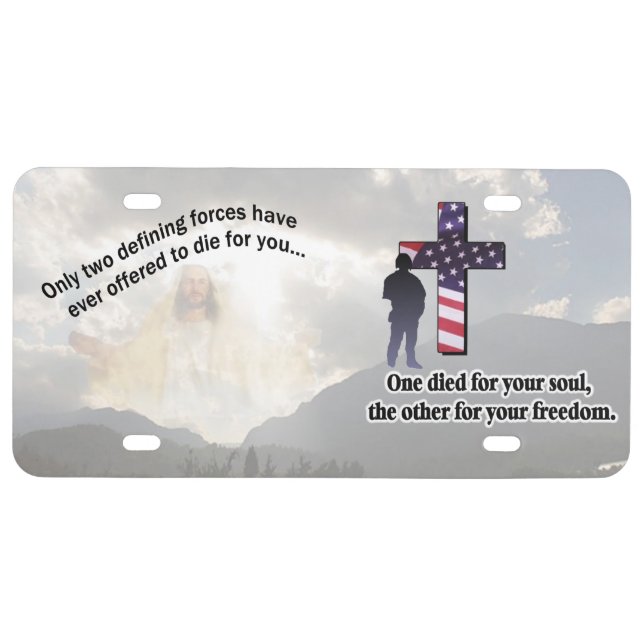 Jesus Christ & the American Soldier 2nd Version License Plate (Front)