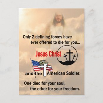 Jesus Christ & The American Soldier Postcard by 4westies at Zazzle