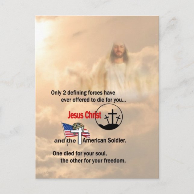 Jesus Christ & the American Soldier Postcard (Front)