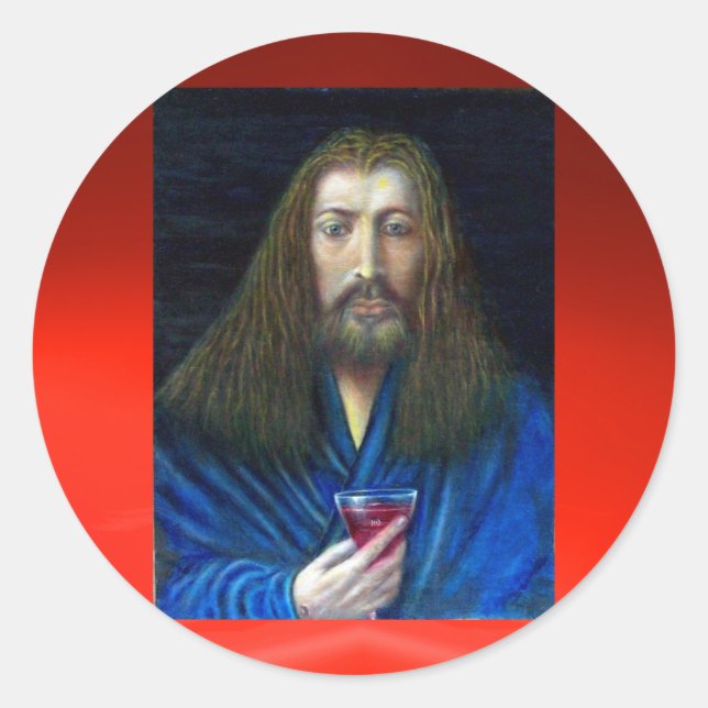 JESUS CHRIST,THE CHALICE CLASSIC ROUND STICKER (Front)