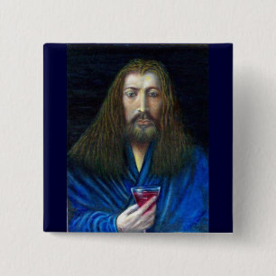 JESUS CHRIST, THE CHALICE IN EMMAUS PINBACK BUTTON