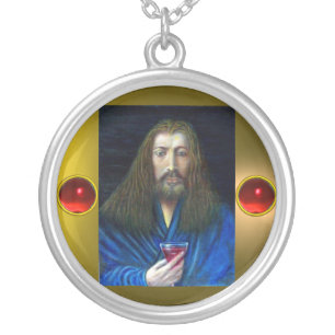 JESUS CHRIST, THE CHALICE IN EMMAUS SILVER PLATED NECKLACE