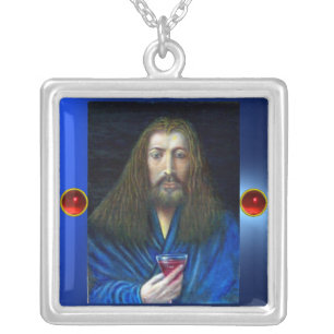 JESUS CHRIST, THE CHALICE IN EMMAUS SILVER PLATED NECKLACE